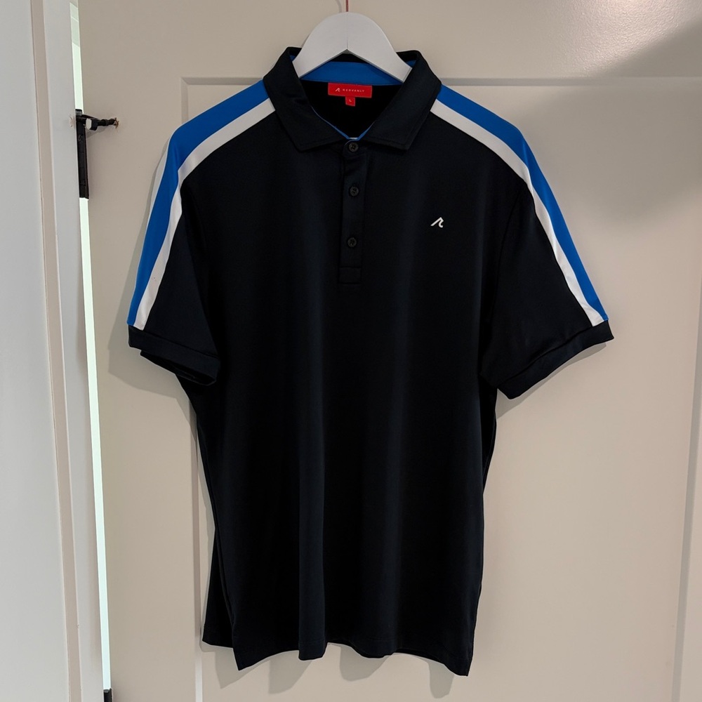 Men’s Redvanly Black and Blue Polo Golf and Business Casual Shirt